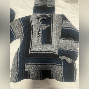 Drug rug hooded sweatshirt , blue and white